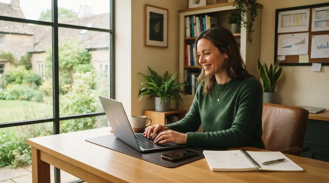 Limited company director working on their accounts at a laptop